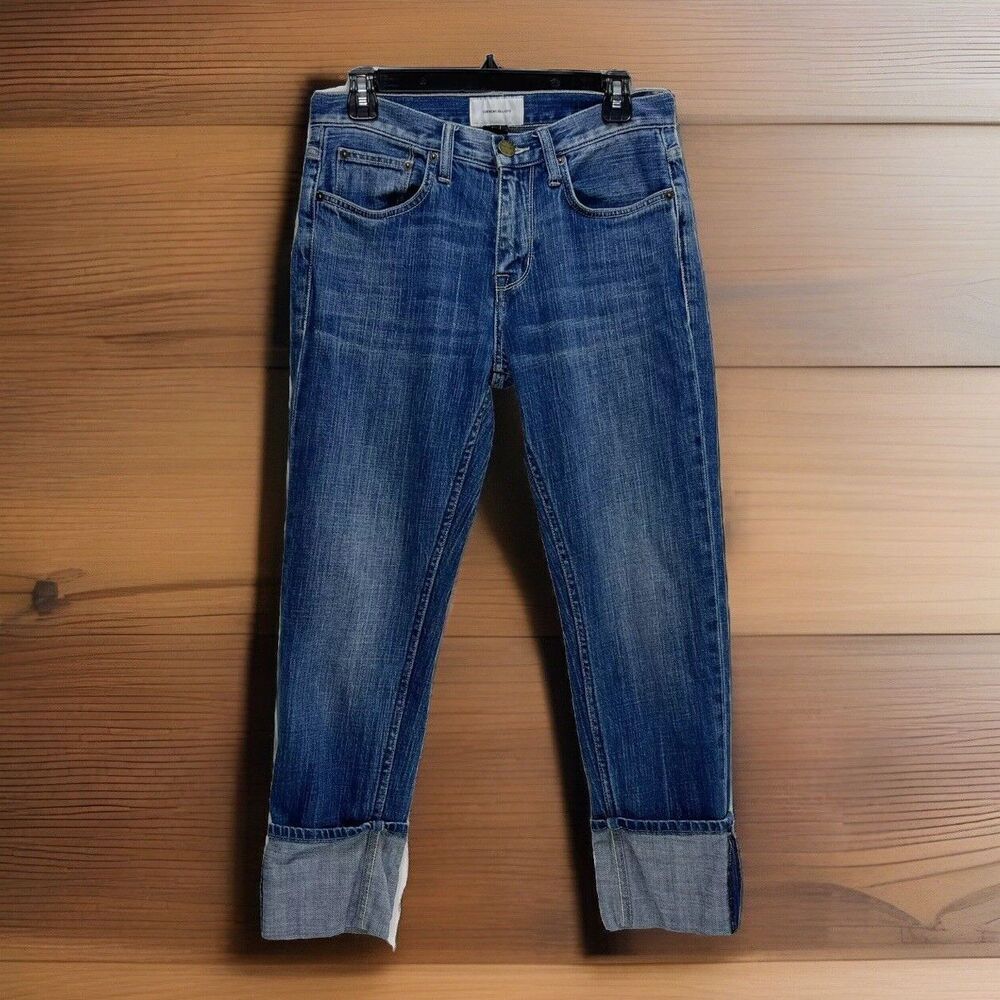 Current Elliott Womens 25 Blue Medium Wash Denim High Rise Rolled Hem Crop Jeans